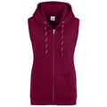 Burgundy - Front - AWDis Just Hoods Womens-Ladies Girlie Sleeveless Full Zip Hoodie
