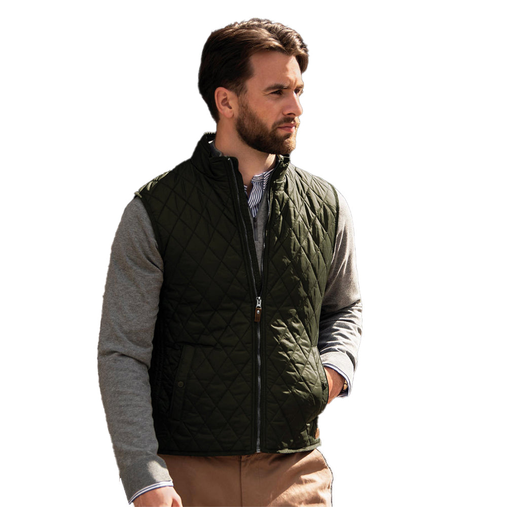 Olive - Back - Nimbus Mens Camden Quilted Gilet-Bodywarmer