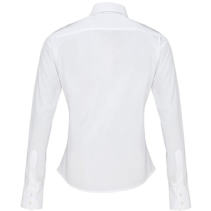 White - Back - Premier Womens-Ladies Long Sleeve Pilot Shirt