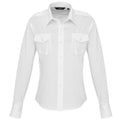 White - Front - Premier Womens-Ladies Long Sleeve Pilot Shirt