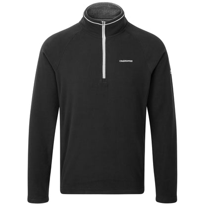 Black - Front - Craghoppers Mens Selby Half Zip Micro Fleece Top