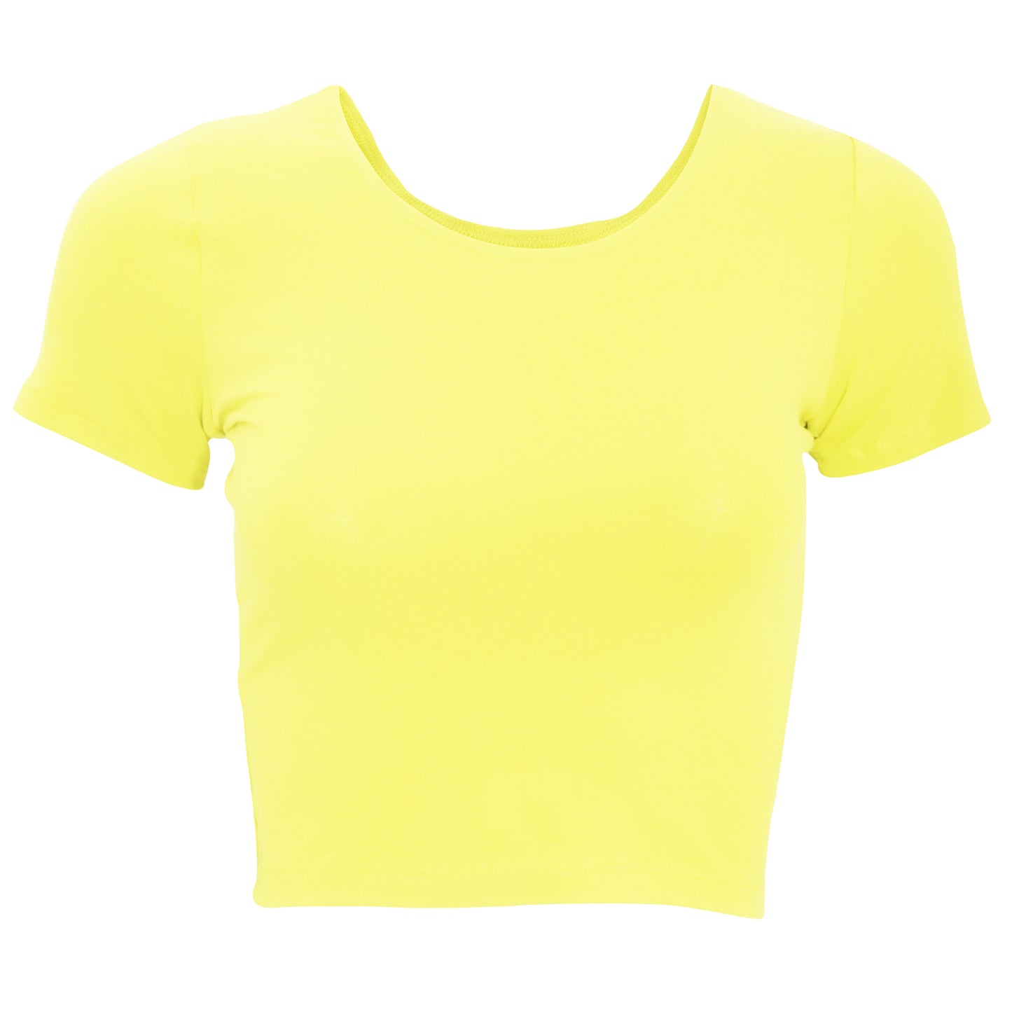 Neon Yellow - Front - American Apparel Womens-Ladies Plain Cropped Short Sleeve T-Shirt