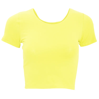 Neon Yellow - Front - American Apparel Womens-Ladies Plain Cropped Short Sleeve T-Shirt