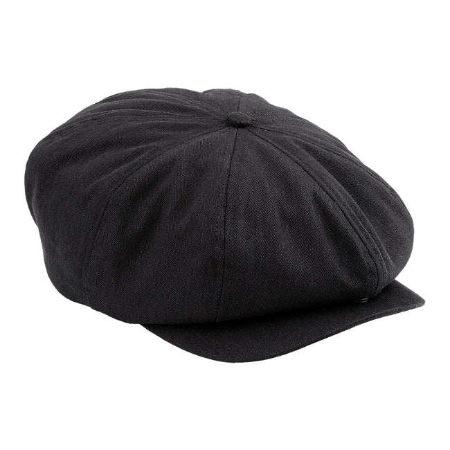Black - Front - Beechfield Mens Classic Herringbone Newsboy Cap