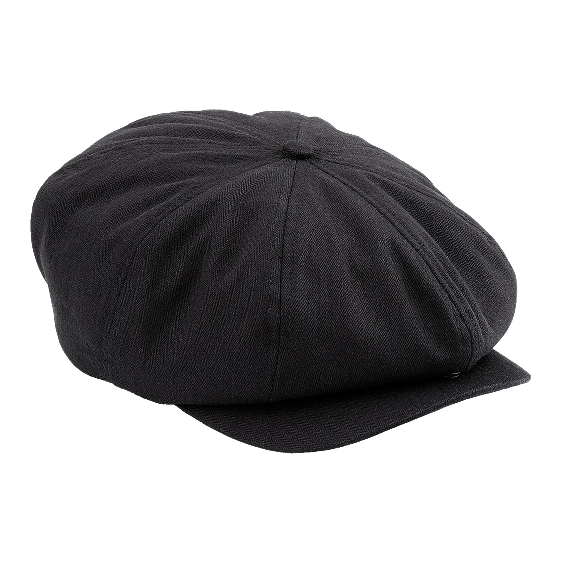 Black - Front - Beechfield Mens Classic Herringbone Newsboy Cap
