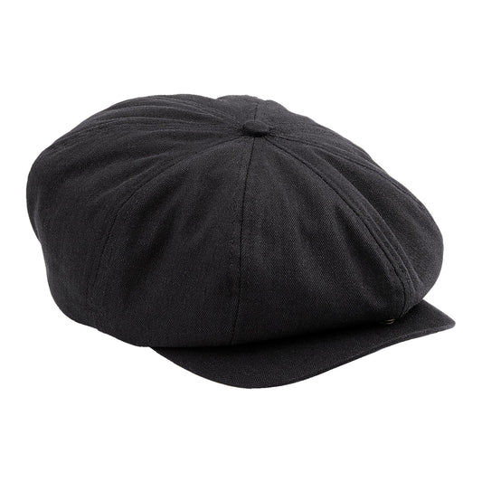 Black - Front - Beechfield Mens Classic Herringbone Newsboy Cap