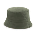 Olive Green- Stone - Front - Beechfield Unisex Classic Reversible Bucket Hat