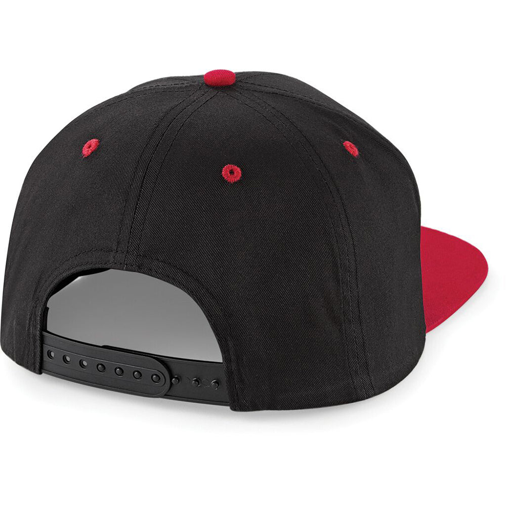 Black- Classic Red - Back - Beechfield Unisex 5 Panel Contrast Snapback Cap