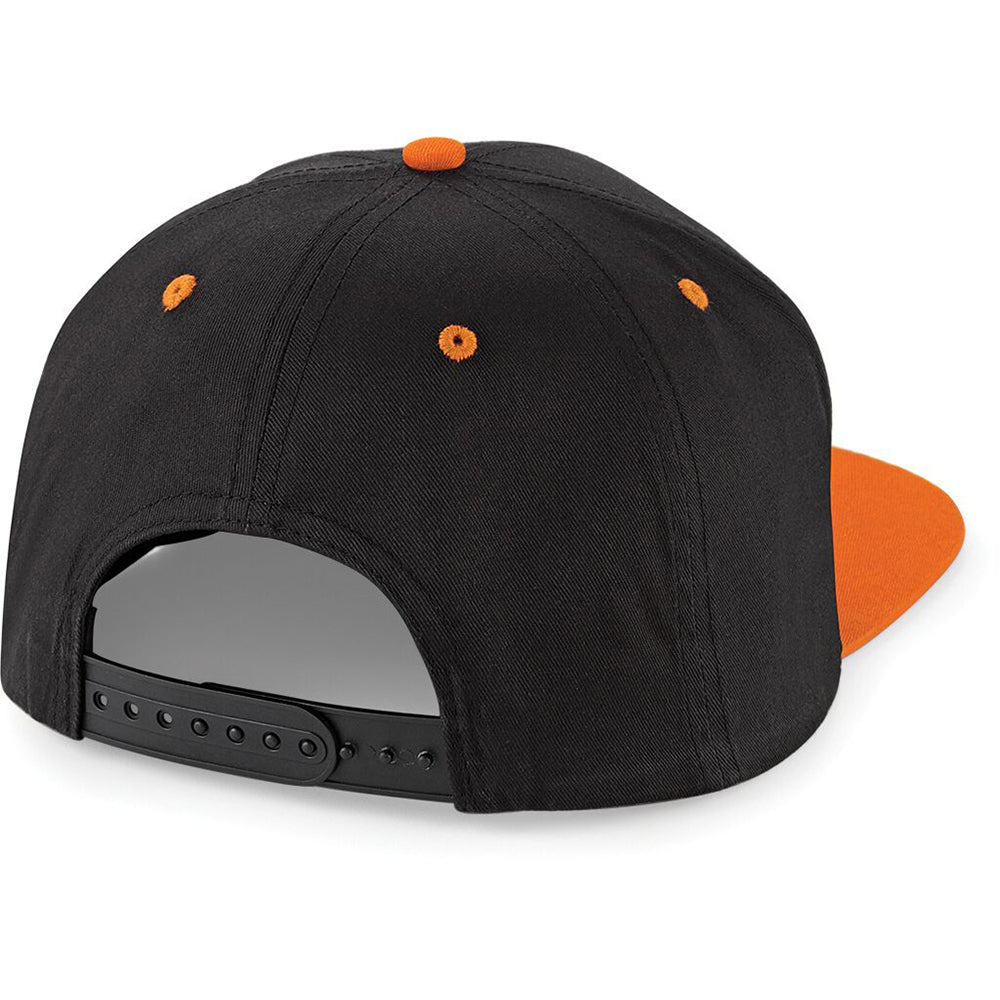 Black- Orange - Back - Beechfield Unisex 5 Panel Contrast Snapback Cap