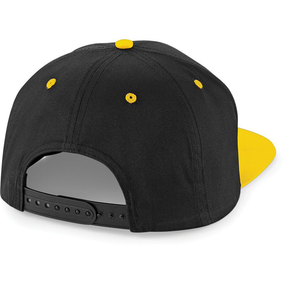 Black- Yellow - Back - Beechfield Unisex 5 Panel Contrast Snapback Cap
