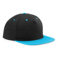 Black- Surf Blue - Front - Beechfield Unisex 5 Panel Contrast Snapback Cap
