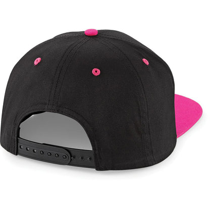 Black- Fuchsia - Back - Beechfield Unisex 5 Panel Contrast Snapback Cap