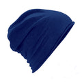 Navy - Front - Beechfield Unisex Plain Jersey Beanie Hat