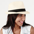 Natural - Back - Beechfield Unisex Straw Festival Trilby Hat