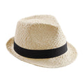 Natural - Front - Beechfield Unisex Straw Festival Trilby Hat