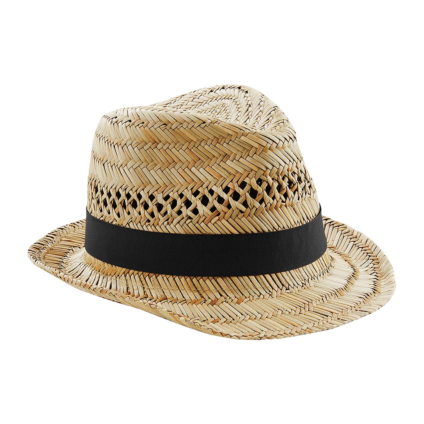 Natural - Front - Beechfield Unisex Straw Summer Trilby Hat