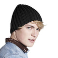 Black - Back - Beechfield Unisex Chunky Ribbed Winter Beanie Hat