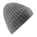 Heather Grey - Front - Beechfield Unisex Chunky Ribbed Winter Beanie Hat