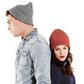 Heather Grey - Back - Beechfield Unisex Chunky Ribbed Winter Beanie Hat