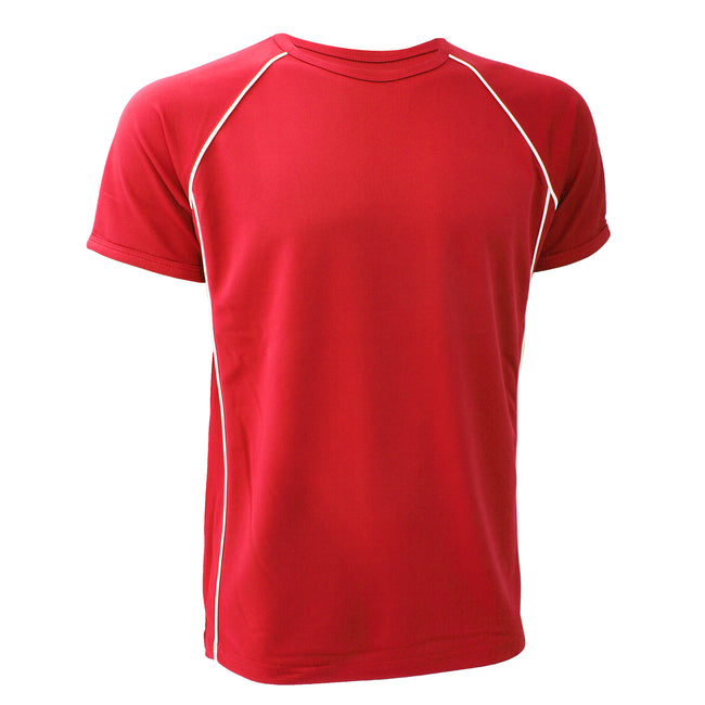 Red-White - Front - Finden & Hales Mens Coolplus Performance Sports T-Shirt