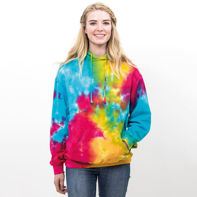Multi Rainbow - Back - Colortone Unisex Rainbow Tie Dye Pullover Hoodie