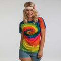 Rainbow - Back - Colortone Womens-Ladies Short Sleeve Rainbow Tie Dye T-Shirt