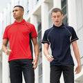 Navy-White - Back - Finden & Hales Mens Panel Performance Sports Polo T-Shirt