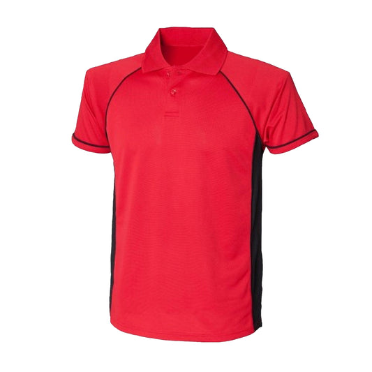Red-Black - Front - Finden & Hales Mens Panel Performance Sports Polo T-Shirt