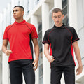 Red-Black - Back - Finden & Hales Mens Panel Performance Sports Polo T-Shirt