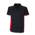 Black-Red - Front - Finden & Hales Mens Panel Performance Sports Polo T-Shirt