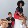 Black- Red- White - Back - Finden & Hales Mens Short Sleeve Performance Panel Sports T-Shirt