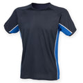 Navy- Royal- White - Front - Finden & Hales Mens Short Sleeve Performance Panel Sports T-Shirt