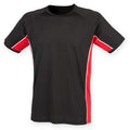 Black- Red- White - Front - Finden & Hales Mens Short Sleeve Performance Panel Sports T-Shirt