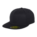 Dark Navy - Front - Yupoong Flexfit Unisex Premium 210 Fitted Flat Peak Cap