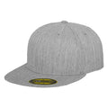 Heather Grey - Back - Yupoong Flexfit Unisex Premium 210 Fitted Flat Peak Cap