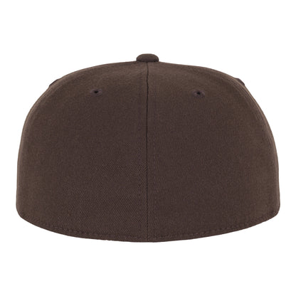Brown - Side - Yupoong Flexfit Unisex Premium 210 Fitted Flat Peak Cap