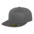 Dark Grey - Front - Yupoong Flexfit Unisex Premium 210 Fitted Flat Peak Cap