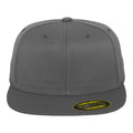 Dark Grey - Back - Yupoong Flexfit Unisex Premium 210 Fitted Flat Peak Cap