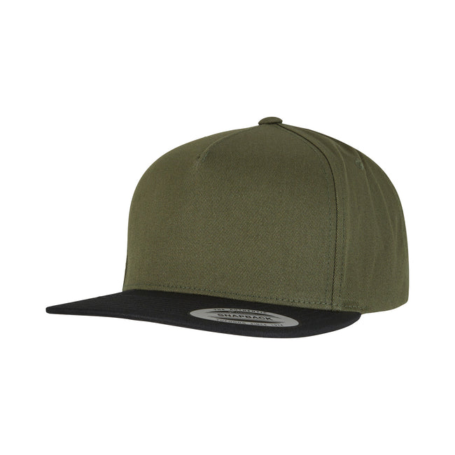 Olive-Black - Front - Yupoong Flexfit Unisex Plain Classic 5 Panel Snapback Cap