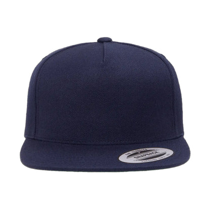 Navy - Side - Yupoong Flexfit Unisex Plain Classic 5 Panel Snapback Cap