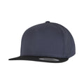Navy-Black - Front - Yupoong Flexfit Unisex Plain Classic 5 Panel Snapback Cap