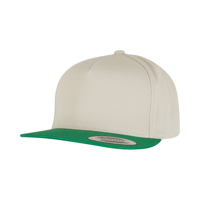Beige-Green - Front - Yupoong Flexfit Unisex Plain Classic 5 Panel Snapback Cap