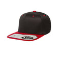 Black-Red - Front - Yupoong Flexfit Unisex 110 Plain Fitted Snapback Cap