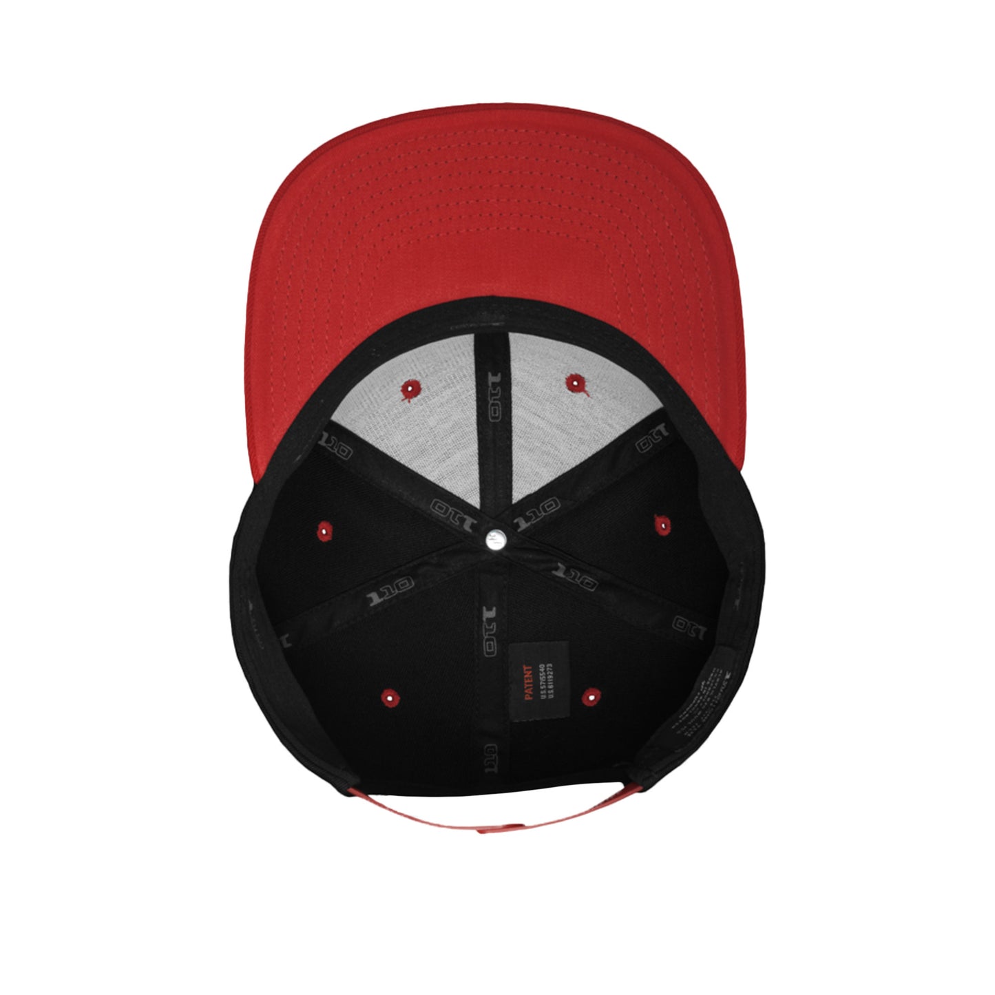 Black-Red - Side - Yupoong Flexfit Unisex 110 Plain Fitted Snapback Cap