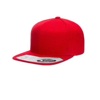 Red - Front - Yupoong Flexfit Unisex 110 Plain Fitted Snapback Cap