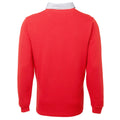 Red - Back - Front Row Mens Premium Long Sleeve Rugby Shirt-Top