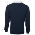 Navy - Back - Front Row Mens Premium Long Sleeve Rugby Shirt-Top