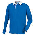 Royal - Front - Front Row Mens Premium Long Sleeve Rugby Shirt-Top
