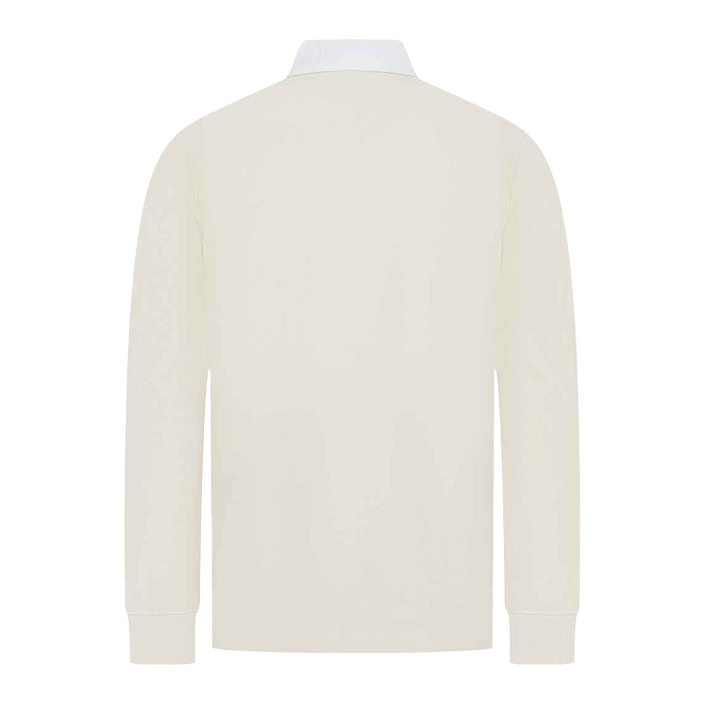 Natural - Back - Front Row Mens Premium Long Sleeve Rugby Shirt-Top