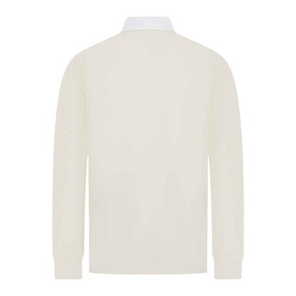 Natural - Back - Front Row Mens Premium Long Sleeve Rugby Shirt-Top